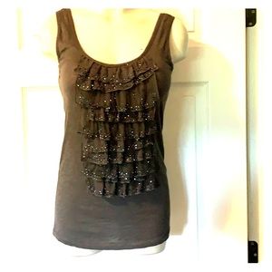 JCrew scoop next tank w/beaded ruffles